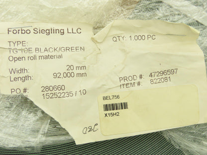 Forbo Siegling TG 10E Flat Conveyor Belt 22mm x 280' Green Fabric Machine Tape
