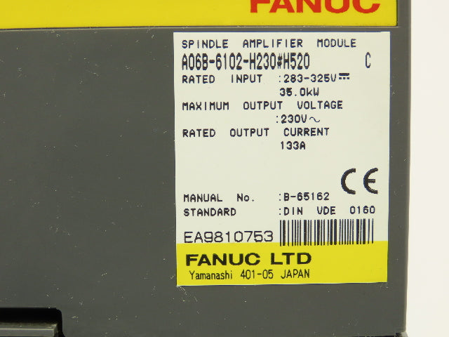 Fanuc A06B-6102-H230#H520 AC Servo Drive Amplifier Spindle Module 230V 133A Out
