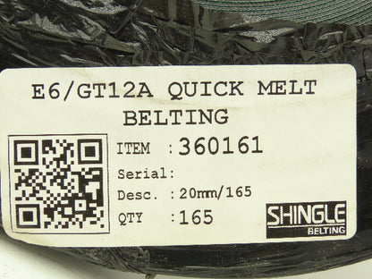Shingle Belting E6/GT12A Flat Conveyor Belt 20mm x 165' Green Machine Tape