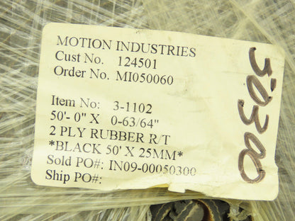 Mulhern 3-1102 Flat Conveyor Belt 63/64" x 50' Black Machine Tape