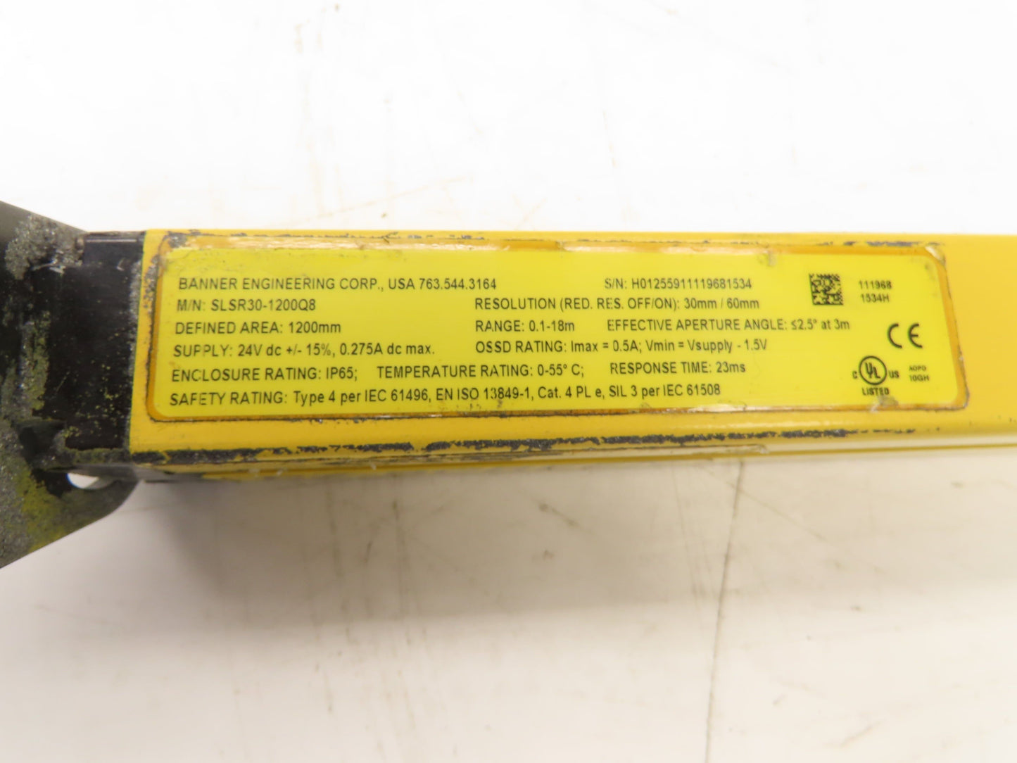 Banner SLSR30-1200Q8 EZ Screen Safety Light Curtain Receiver 1200mm 24VDC