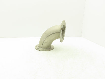 90° Elbow Pipe Fitting 4" Flanged Aluminum 8-Bolt w/Side Port