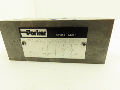 Parker ZRE-AB-01-D1 Hydraulic Pilot Operated Check Valve Sandwich 098-91020-0