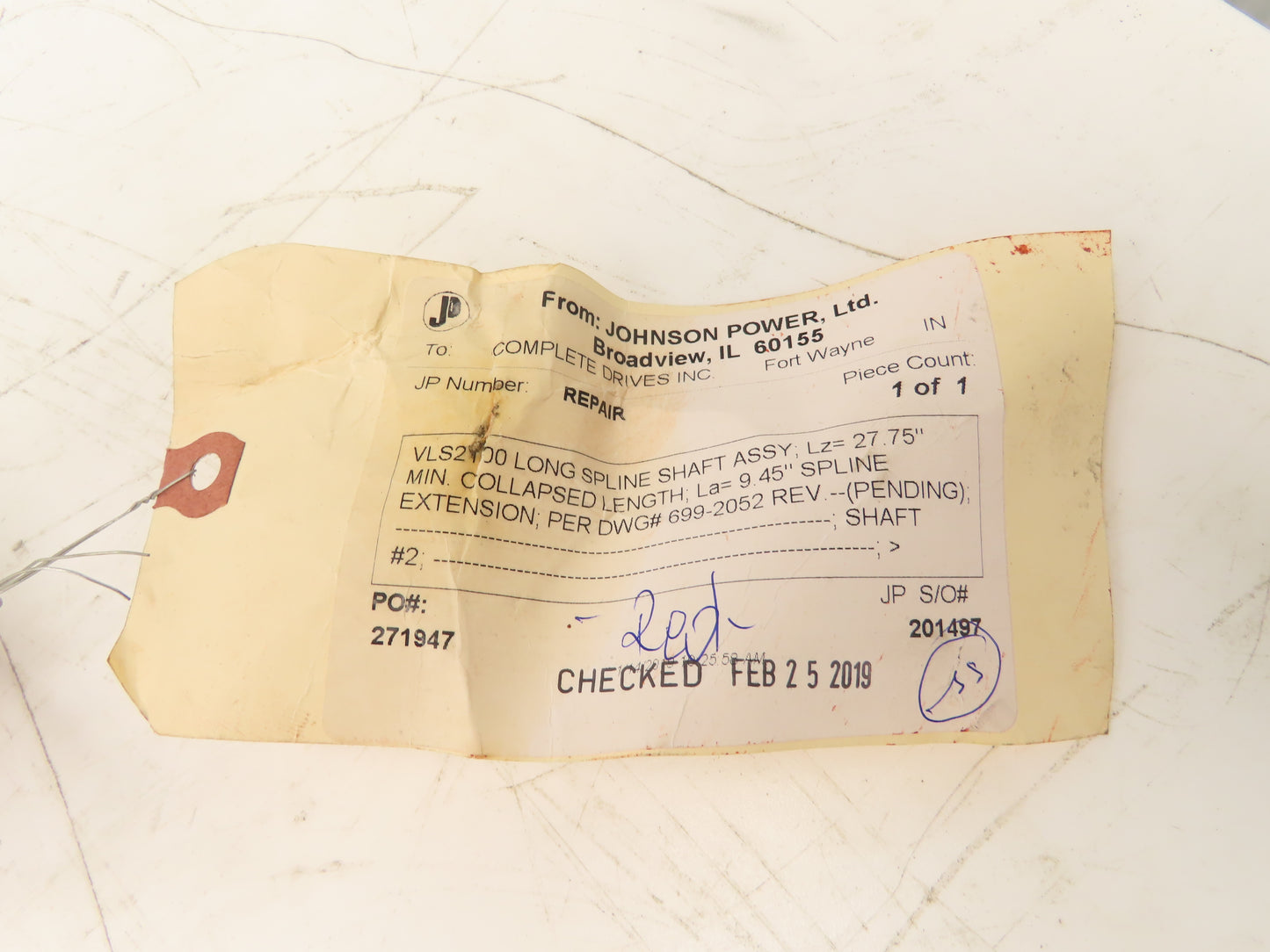 Johnson Power Drive Shaft 27.75"-37.2" Length 4" Slip Yoke U-Joint Both Ends