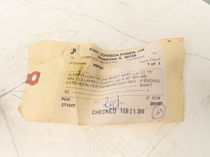 Johnson Power Drive Shaft 27.75"-37.2" Length 4" Slip Yoke U-Joint Both Ends