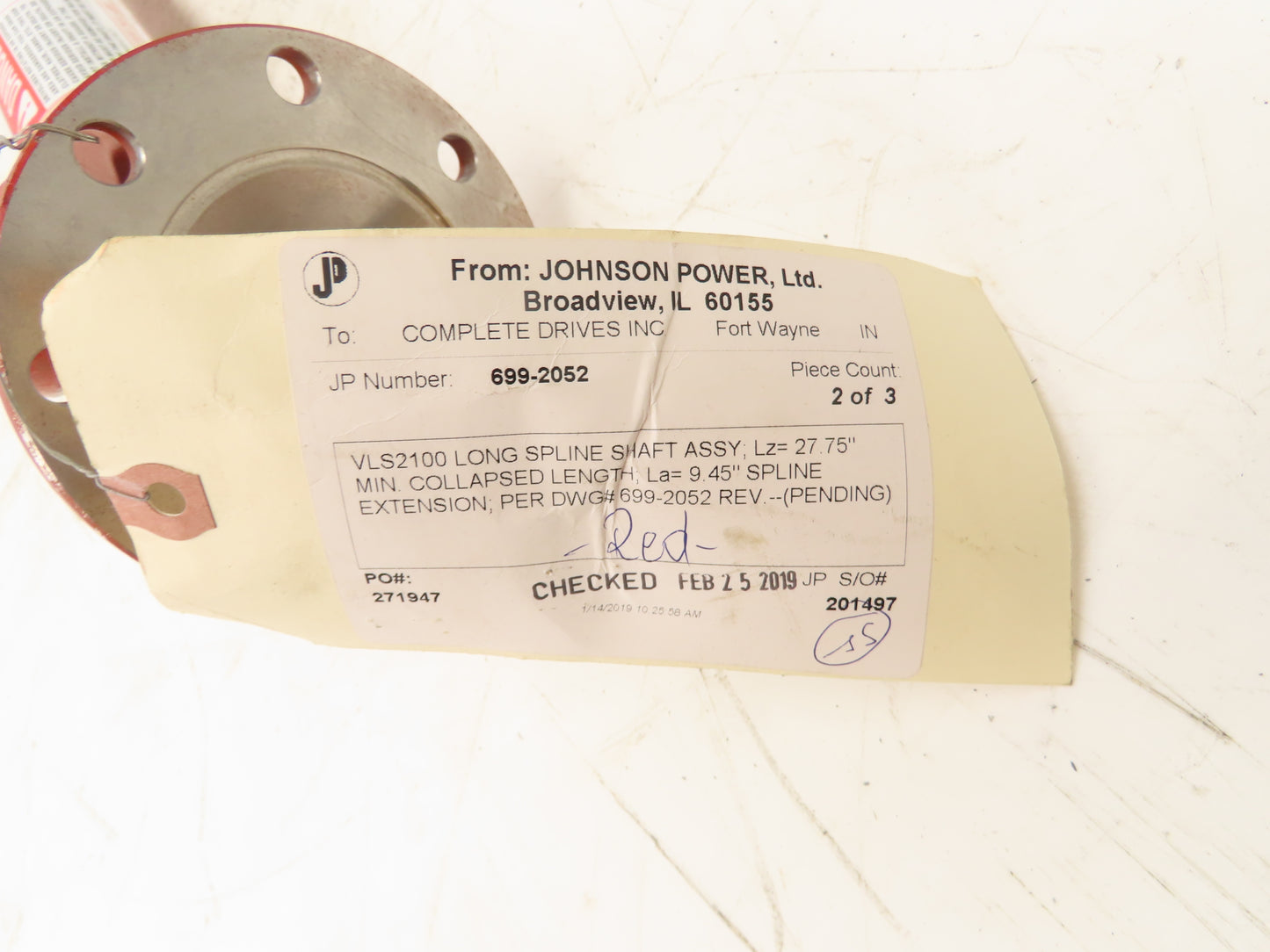 Johnson Power Drive Shaft 27.75"-37.2" Length 4" Slip Yoke U-Joint Both Ends