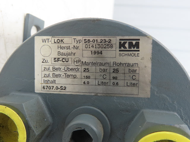 KM Schmole S8-01.23-2 WT-LOK Oil Cooler Heat Exchanger 365psi 4Liter Spiral Tube