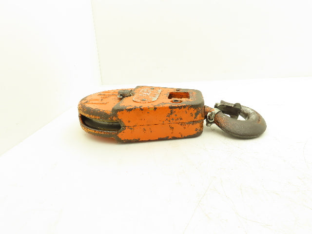 P&H Cleveland Tramrail 1 Ton Single Sheave Crane Hoist Swivel Hook Block 2000 Lb