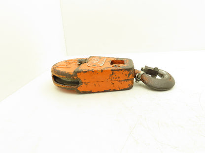 P&H Cleveland Tramrail 1 Ton Single Sheave Crane Hoist Swivel Hook Block 2000 Lb