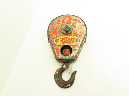1 Ton Single Sheave Crane Hoist Swivel Hook Block 2000 Lb