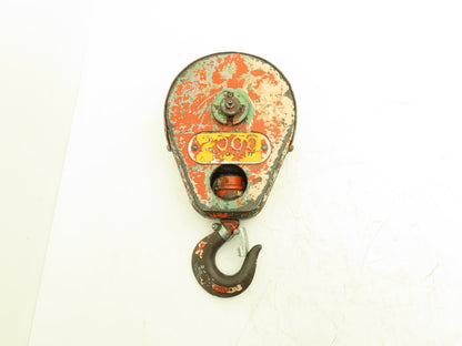 1 Ton Single Sheave Crane Hoist Swivel Hook Block 2000 Lb