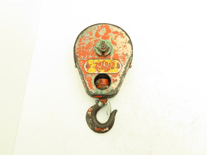 1 Ton Single Sheave Crane Hoist Swivel Hook Block 2000 Lb