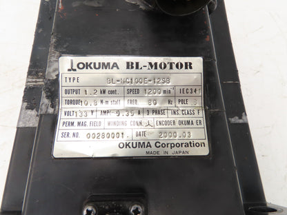 Okuma BL-MC100E-12SB AC Servo Motor 1.2kW 1200 RPM 133V 3PH