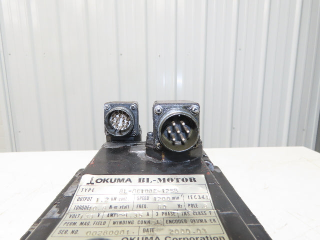 Okuma BL-MC100E-12SB AC Servo Motor 1.2kW 1200 RPM 133V 3PH