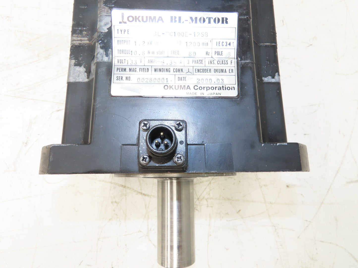Okuma BL-MC100E-12SB AC Servo Motor 1.2kW 1200 RPM 133V 3PH