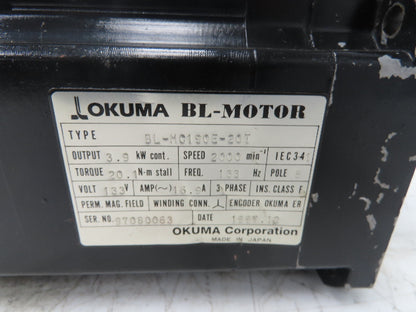 Okuma BL-MC190E-20T AC Servo Motor 3.9kW 2000 RPM 133V 3PH Encoder ER-HC-7200D