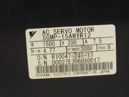 Yaskawa SGMP-15AWYR12 AC Servo Motor 1500 W 200 V 7.5 A