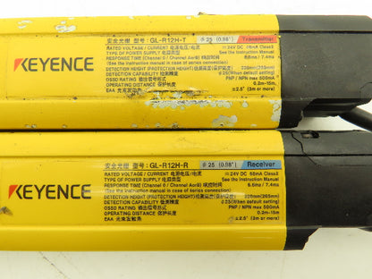 Keyence GL-R12H Safety Light Curtain Transmitter & Receiver Set 25mm x 220mm 15m