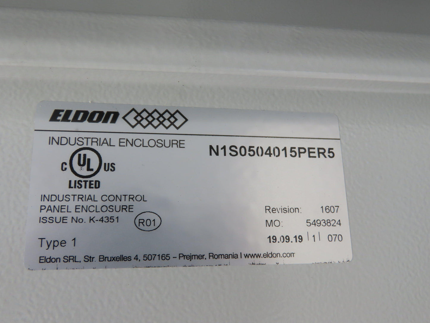 Eldon Industrial Electrical Enclosure Assembly Power Supply Unit 24VDC 20A