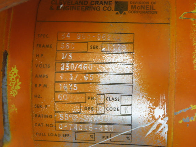 Cleveland Tramrail Underhung Bridge Crane Motorized End Truck/Trolley Drive 5:1