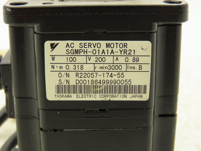 Yaskawa SGMPH-01A1A-YR21 AC Servo Motor 0.1kW 200v 0.89A 3000rpm