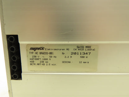 Magnetic Elektromotoren HC 8AWDSS-001 Linear Actuator 230mm Stroke 1800N 230VAC