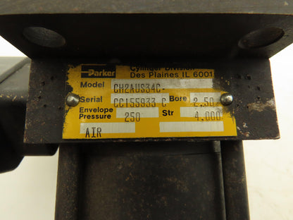 Parker CH2AUS34C Air Cylinder 2.5" Bore 4" Stroke 3/4"-16 End 250psi