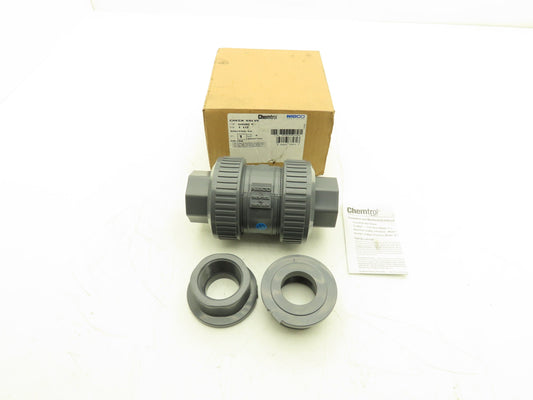 NIBCO U45BC V Check Valve 1 1/4" Chemtrol Body 1 1/2" End Fittings Glue And NPT