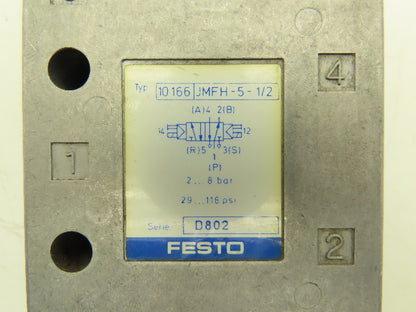 Festo JMFH-5-1/2 10166 Pneumatic Control Valve 5 Way 120 PSI 3/4"NPT
