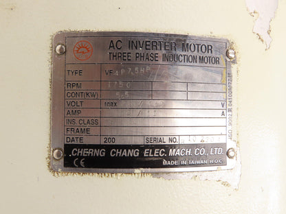 Cherng Chang VF.4P AC Motor 7.5Hp 1750 RPM 230/460V 3PH w/Electric brake YZG-2.5
