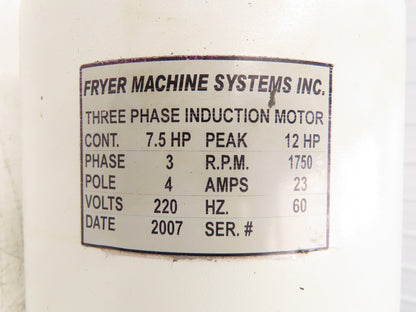 Cherng Chang Fryer Machine Systems AC Motor 7.5Hp 1750 RPM 220/230V 3PH 4-Pole