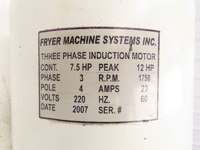 Cherng Chang Fryer Machine Systems AC Motor 7.5Hp 1750 RPM 220/230V 3PH 4-Pole