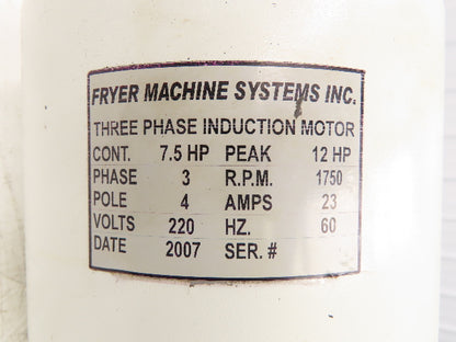 Cherng Chang Fryer Machine Systems AC Motor 7.5Hp 1750 RPM 220/230V 3PH 4-Pole