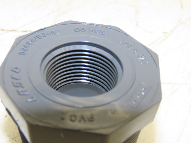 Lasco D2464 Pipe Fitting Adapter 3/4" NPT 1-1/2" NPT Schedule 80 PVCI Lot of 7