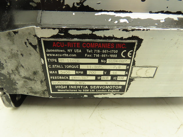 Acu-Rite AM 1160E AC Servo Motor 2.4kw 700V 5400 RPM Encoder ERN1387