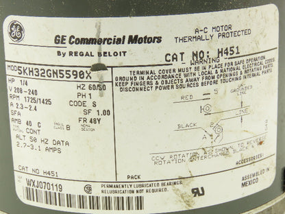 GE 5KH32GN5590X  AC Motor 1/4Hp 1725 RPM 208-240v 1ph 48Y Pump Motor