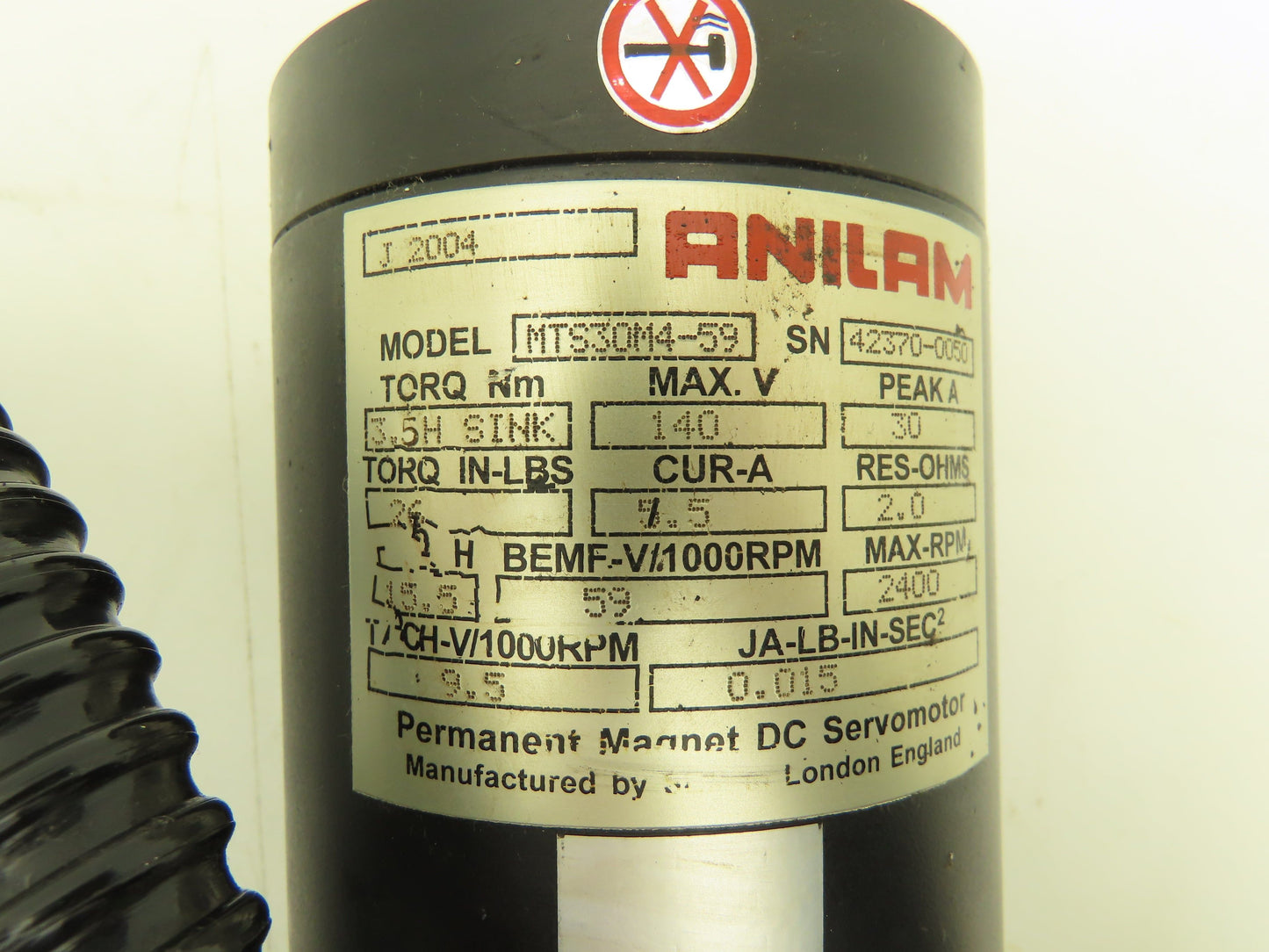 Anilam MTS30M4-59 DC Servo Motor 140V 2400 RPM w/Cable