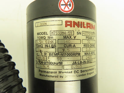 Anilam MTS30M4-59 DC Servo Motor 140V 2400 RPM w/Cable