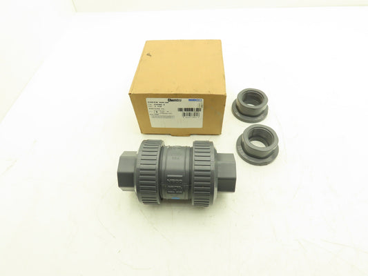 NIBCO U45BC V Check Valve 1 1/4" Chemtrol Body 1 1/2" End Fittings Glue And NPT
