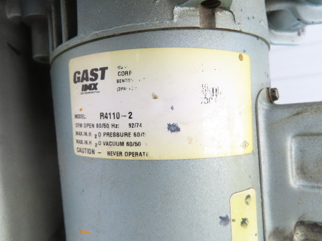 Gast R4110-2 Regenair Regenerative Blower Vacuum Pump 1Hp 3450rpm 115/230v 1ph