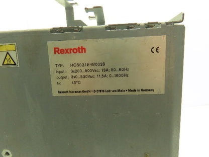 Rexroth HCS02.1E-W0028 IndraDrive C Servo Drive 3PH 200-500VAC 13A 530VAC Parts