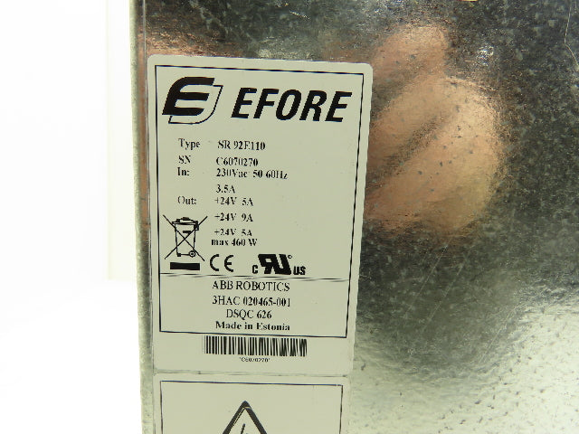 ABB Efore SR 92E110 Power Supply Servo Drive 24V 460W Out 230VAC In