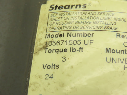 Stearns 105671505 UF 24VDC NEMA Motor Brake 56C-Face 3Ft-Lb