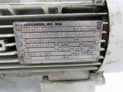 Sew-Eurodrive R32DT80N4 Inline Gearmotor 4.5:1 Reducer 374rpm 1Hp 230/460V 3PH