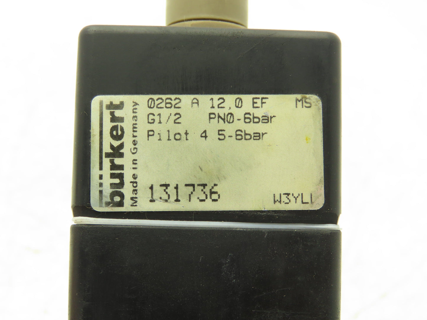 Burkert 0262 Pneumatically Operated Valve 2 Position 2 port 65 to 87psi G 1/2