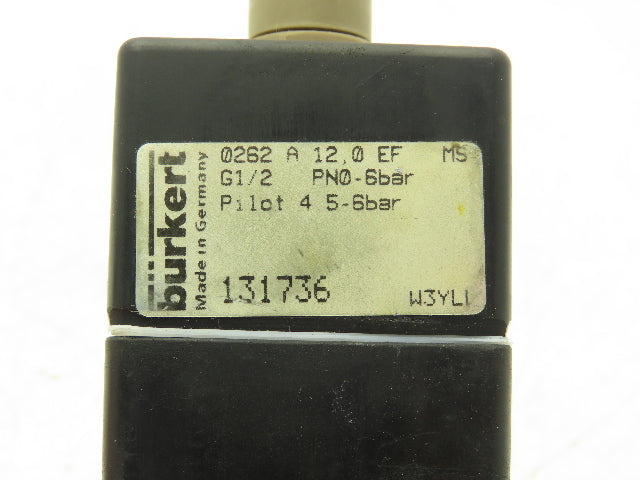 Burkert 0262 Pneumatically Operated Valve 2 Position 2 port 65 to 87psi G 1/2