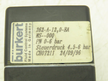 Burkert 262 Pneumatically Operated Valve 2 Position 2 port 0-87psi G 1/2