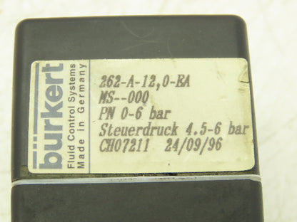 Burkert 262 Pneumatically Operated Valve 2 Position 2 port 0-87psi G 1/2