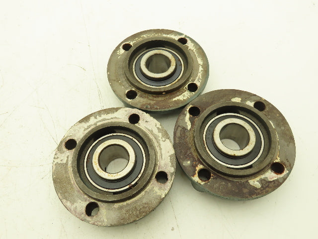 LDK FC207 Round Flange Mount Ball Bearing 1-1/4" Bore 4-Bolt  Lot of 3