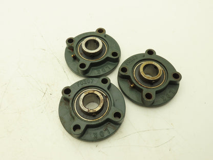 LDK FC207 Round Flange Mount Ball Bearing 1-1/4" Bore 4-Bolt  Lot of 3